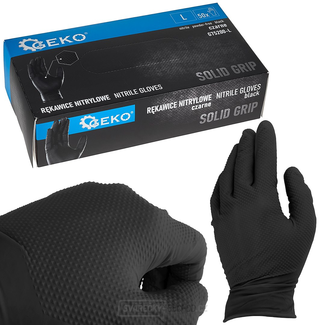 SOLID GRIP nitrilové rukavice 50ks. velikost L černá (10)