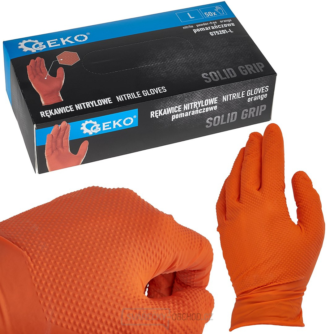 SOLID GRIP nitrilové rukavice 50ks. velikost L oranžová (10)