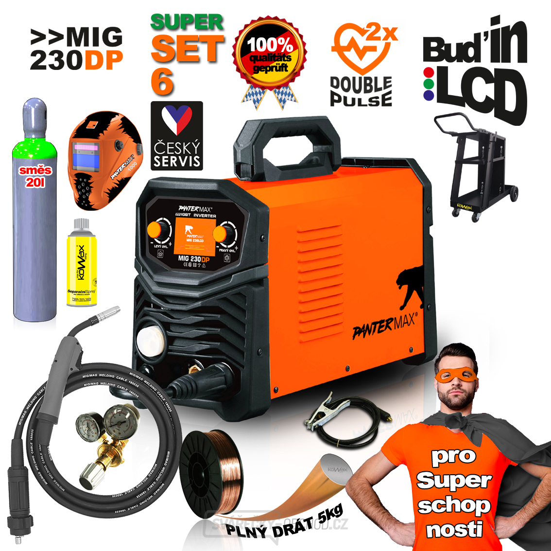 PANTERMAX® MIG230DP invertorová svářečka MIG/TIG/MMA SET6