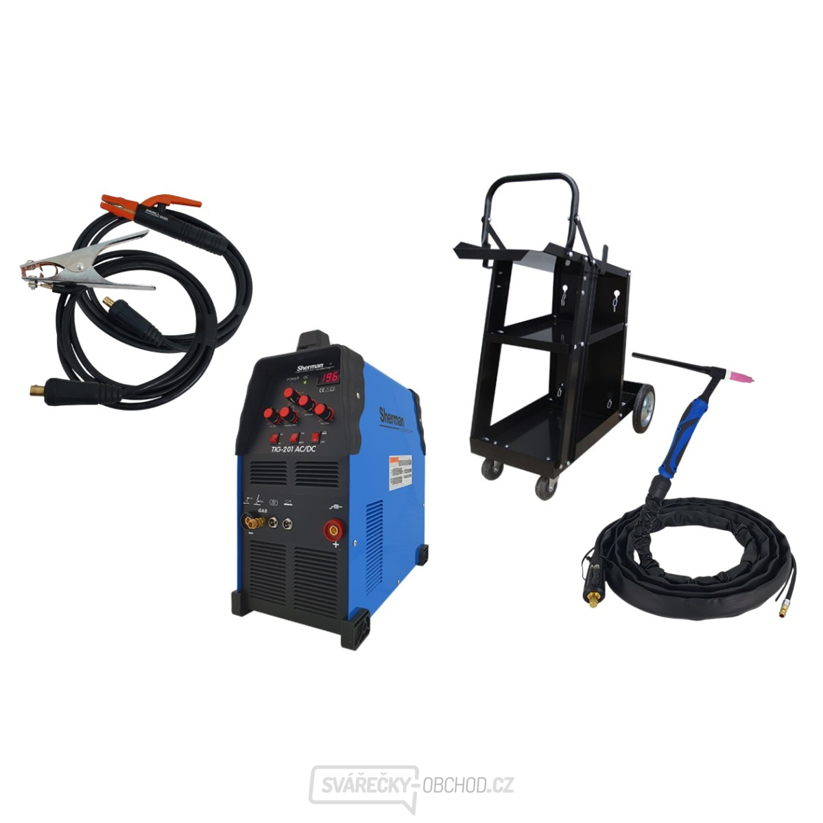 Sherman svářecí invertor Tig TIG 201 AC/DC + Hořák + Dráty + Vozík