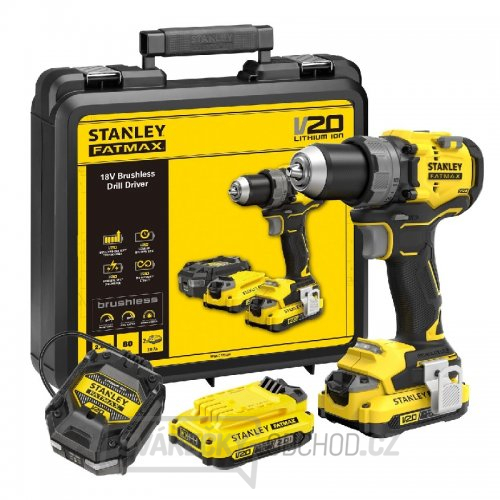 Aku bezuhlíková vrtačka V20 18V 2x2,0Ah Stanley FatMax SFMCD725D2K Aku bezuhlíková vrtačka V20 18V 2x2,0Ah Stanley FatMax SFMCD725D2K gallery main image