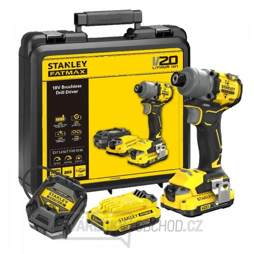 Aku bezuhlíkový rázový utahovák V20 18V 2x2,0Ah Stanley FatMax SFMCF830D2K