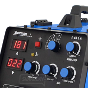 Sherman Invertorová svářečka DUALMIG 210 S4 s kolečky a policí na láhve + Hořák + Kabely Sherman Invertorová svářečka DUALMIG 210 S4 s kolečky a policí na láhve + Hořák + Kabely náhled