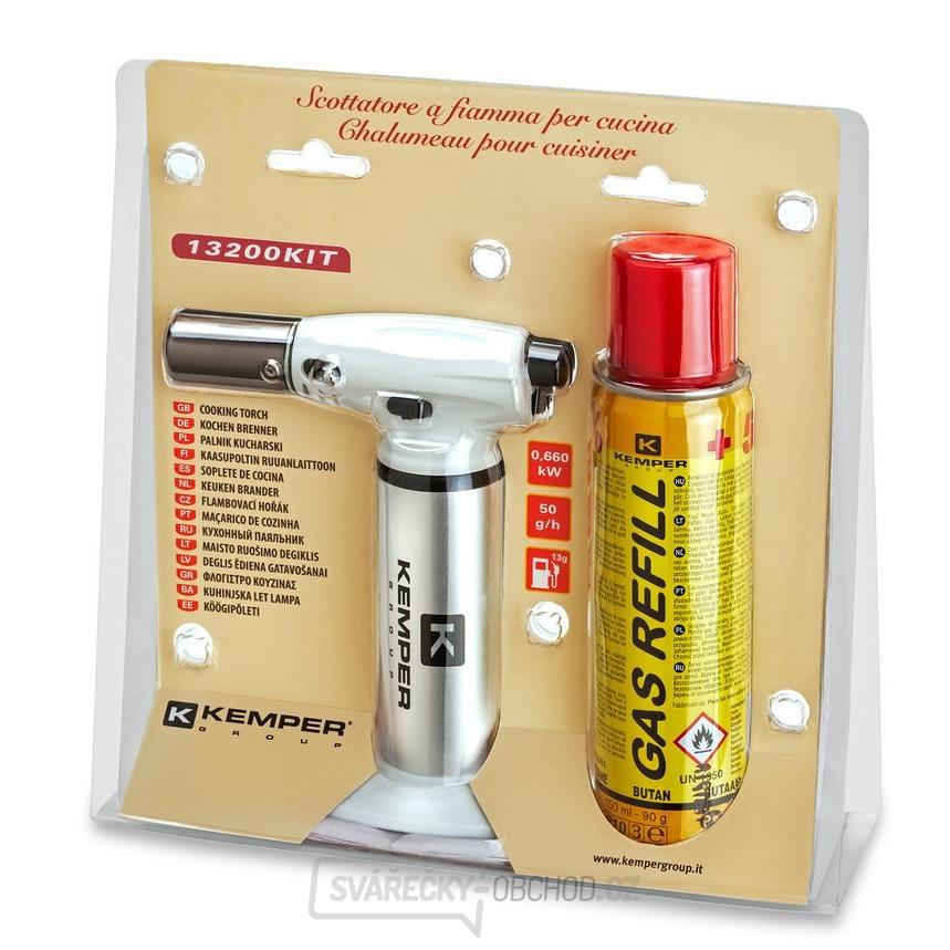 Mini-hořák kuchyňský + plyn butan 90 g (150ml)