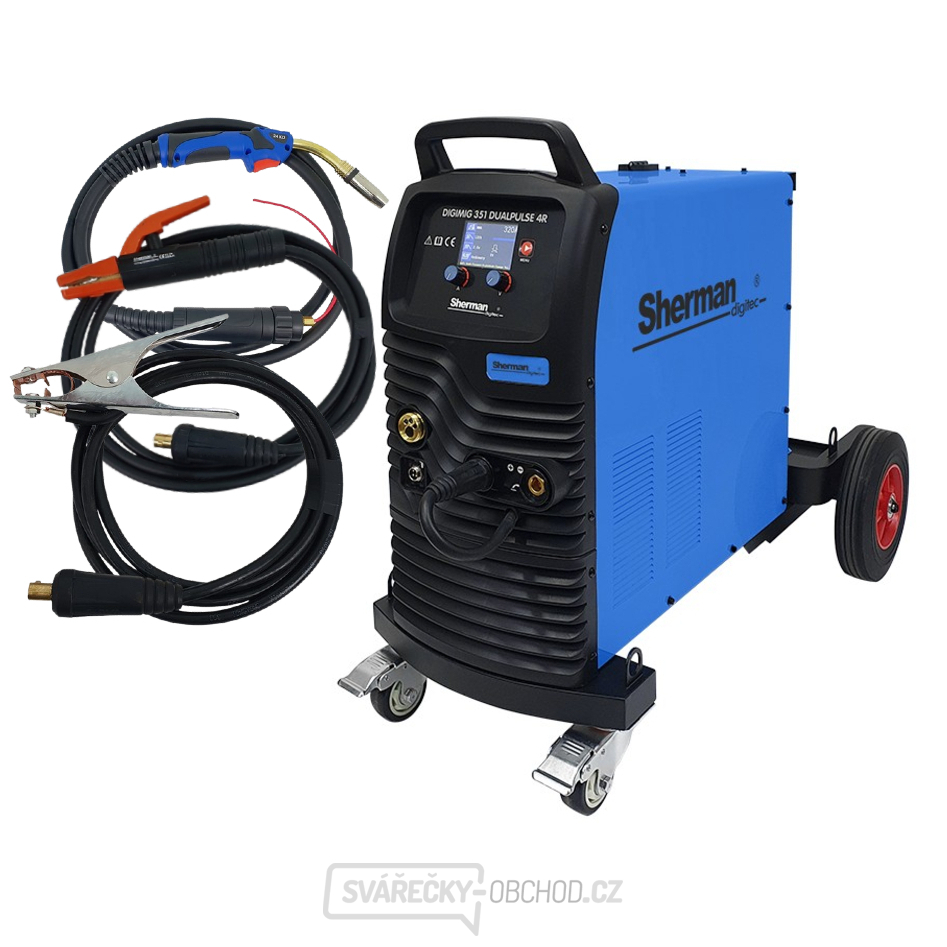 Synergická invertorová svářečka Sherman DIGIMIG 351 DUALPULSE 4R + hořák + kabely