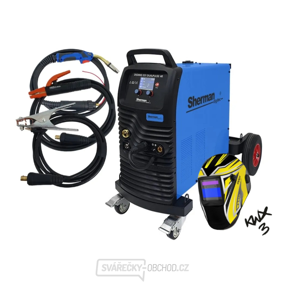 Synergická invertorová svářečka Sherman DIGIMIG 351 DUALPULSE 4R + hořák + kabely + kukla