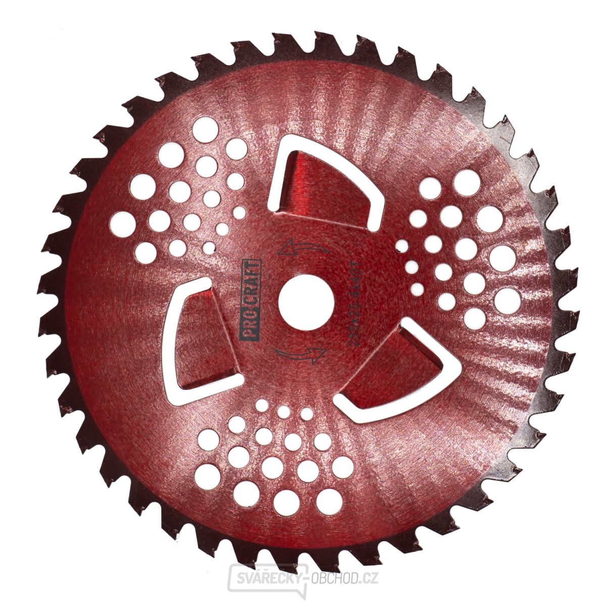 Nůž křovinořezu (kotouč) (D255*25.4) 40T s vnitřními čepelemi pro vysokou trávu (red) PROCRAFT | H/P-3/R