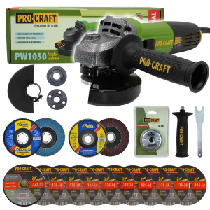 Bruska úhlová Procraft PW1050 + rychloupínací matice, 10x řezný kotouč, 2x lamelový kotouč | SPW1050/RM14 Bruska úhlová Procraft PW1050 + rychloupínací matice, 10x řezný kotouč, 2x lamelový kotouč | SPW1050/RM14 gallery main image
