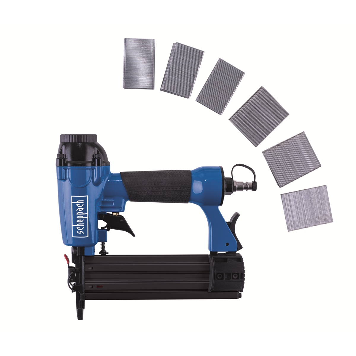 Scheppach 2 v 1 pneumatická sponkovačka/hřebíčkovačka 7906100744