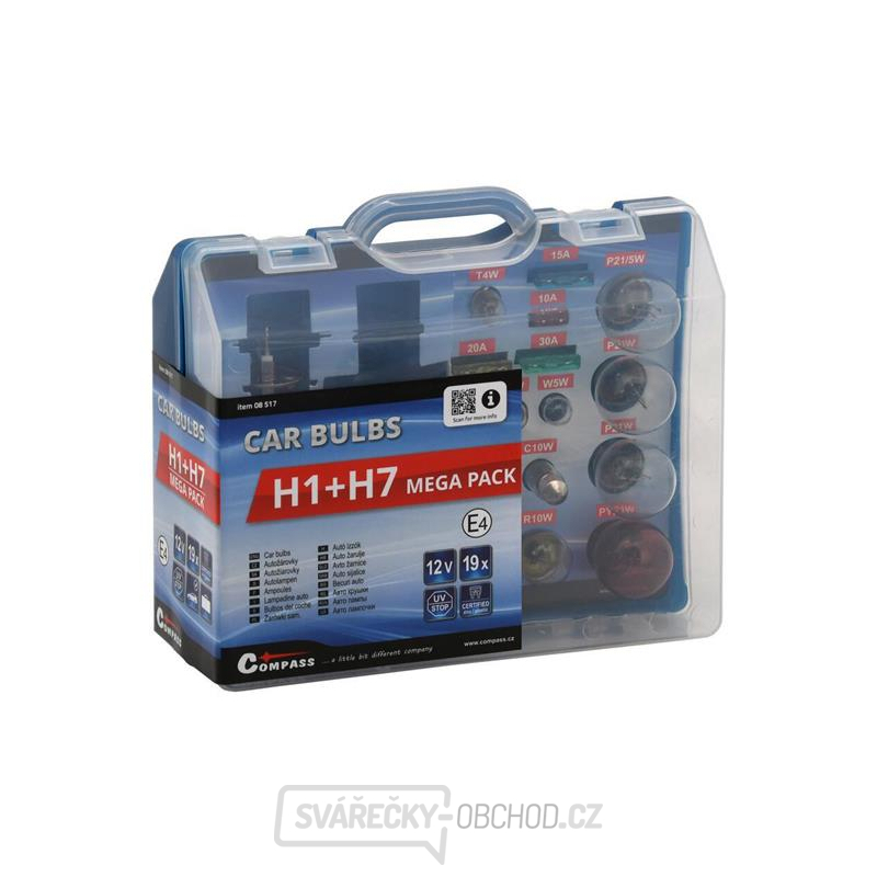 Sada autožárovek MEGA H1+H7 + pojistky COMPASS 08517