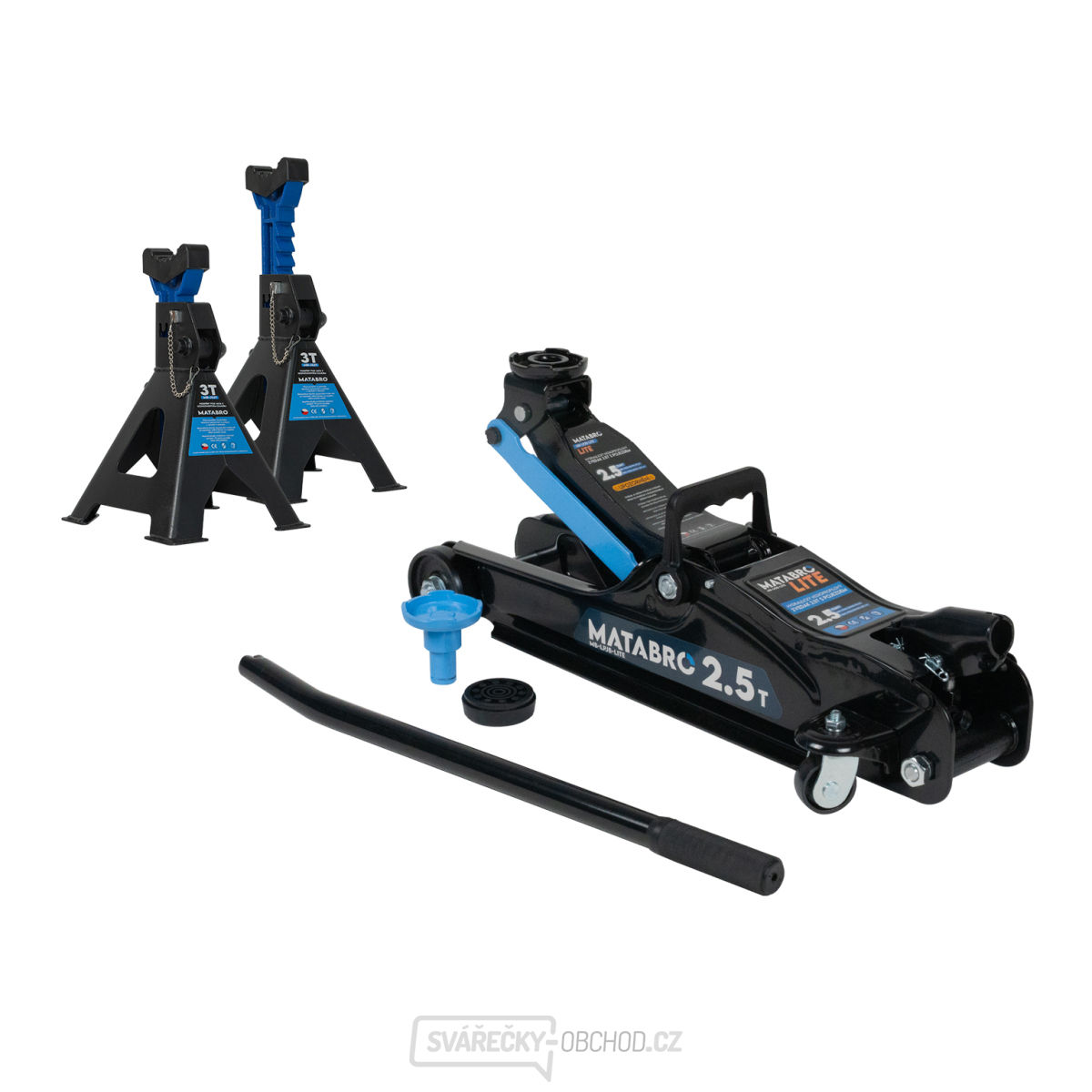 AKČNÍ SET Hydraulický nízkoprofilový zvedák (hever) 2,5t MB-LPJB-LITE s podpěrami 3t MB-JS3T