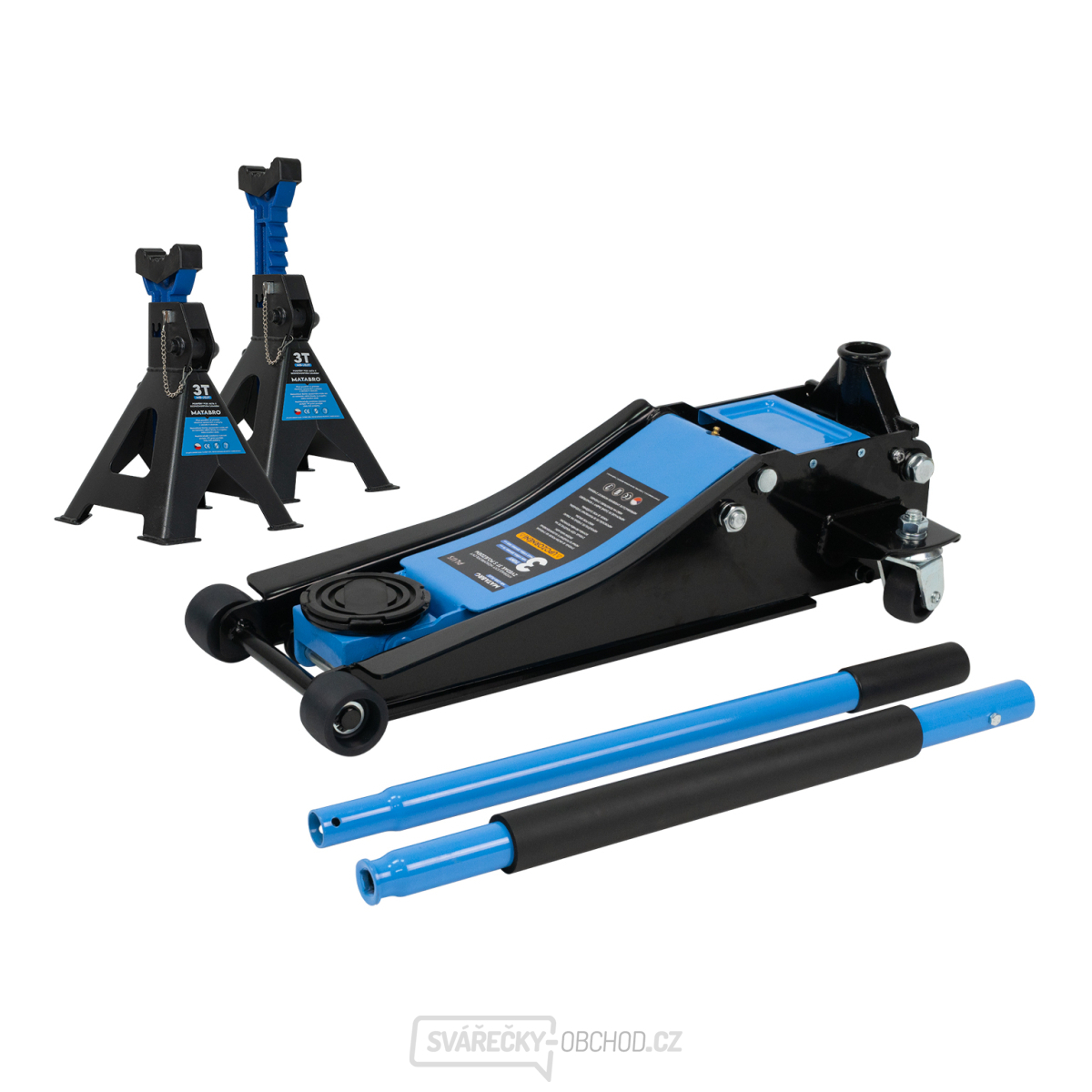 AKČNÍ SET Nízkoprofilový hydraulický zvedák (hever) 3t MB-LPJB-PLUS s podpěrami 3t MB-JS3T