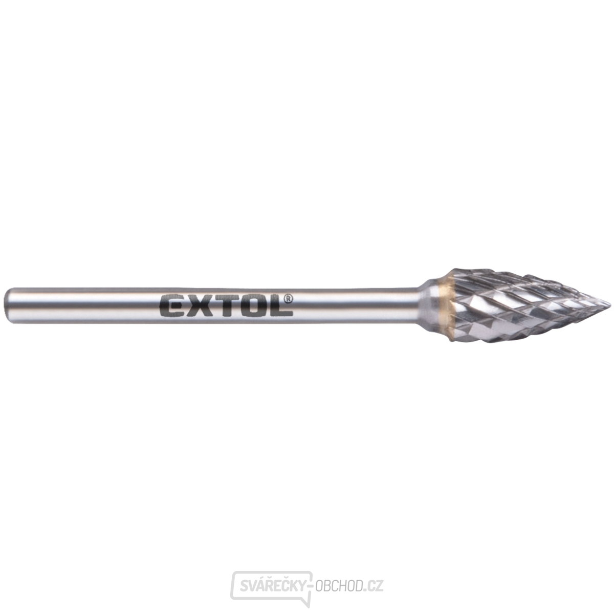 fréza karbidová, ostrý oblouk, ⌀6x13mm, ⌀stopky 3mm, sek střední (double-cut)