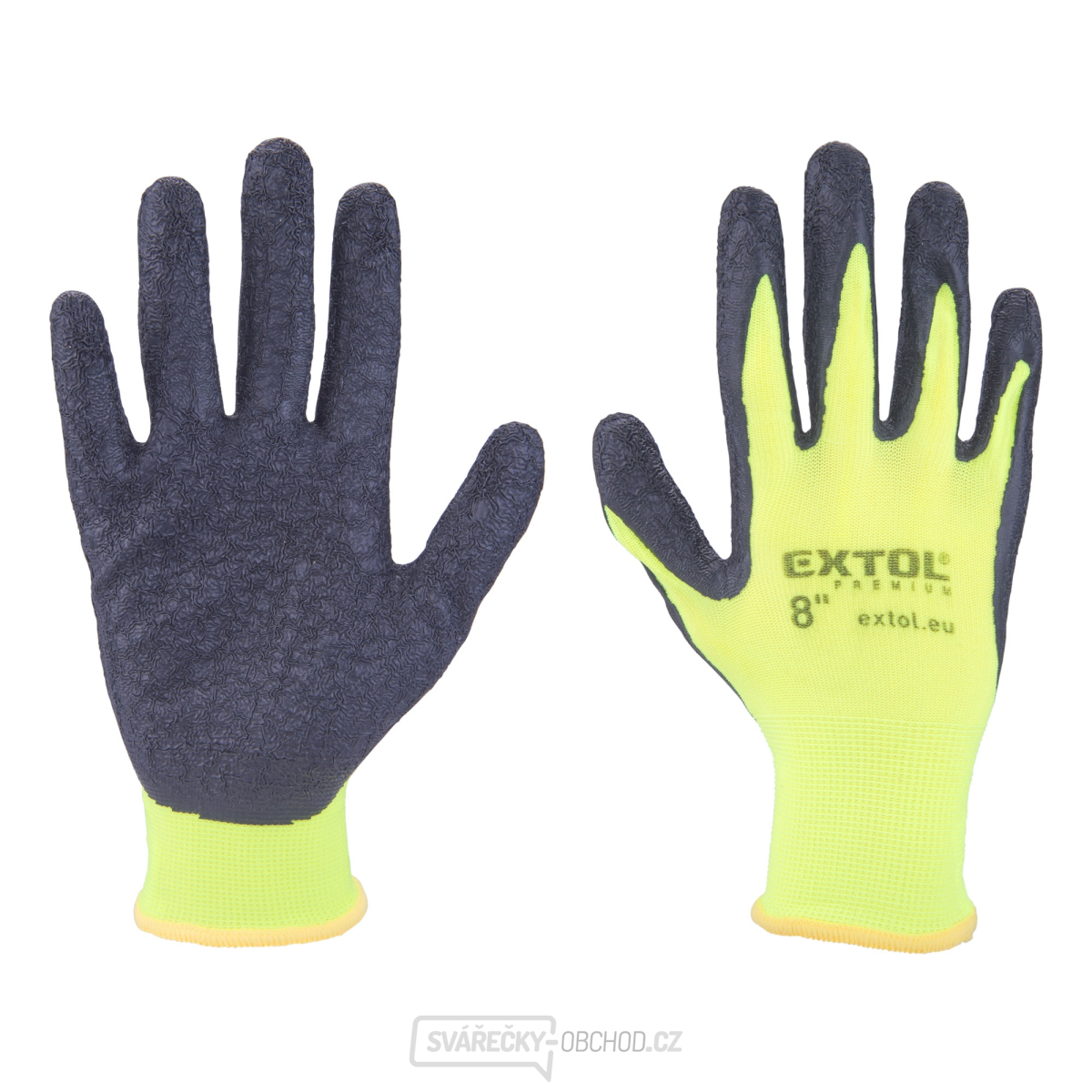 rukavice nylonové, bezešvé, polomáčené v latexu, velikost 8"