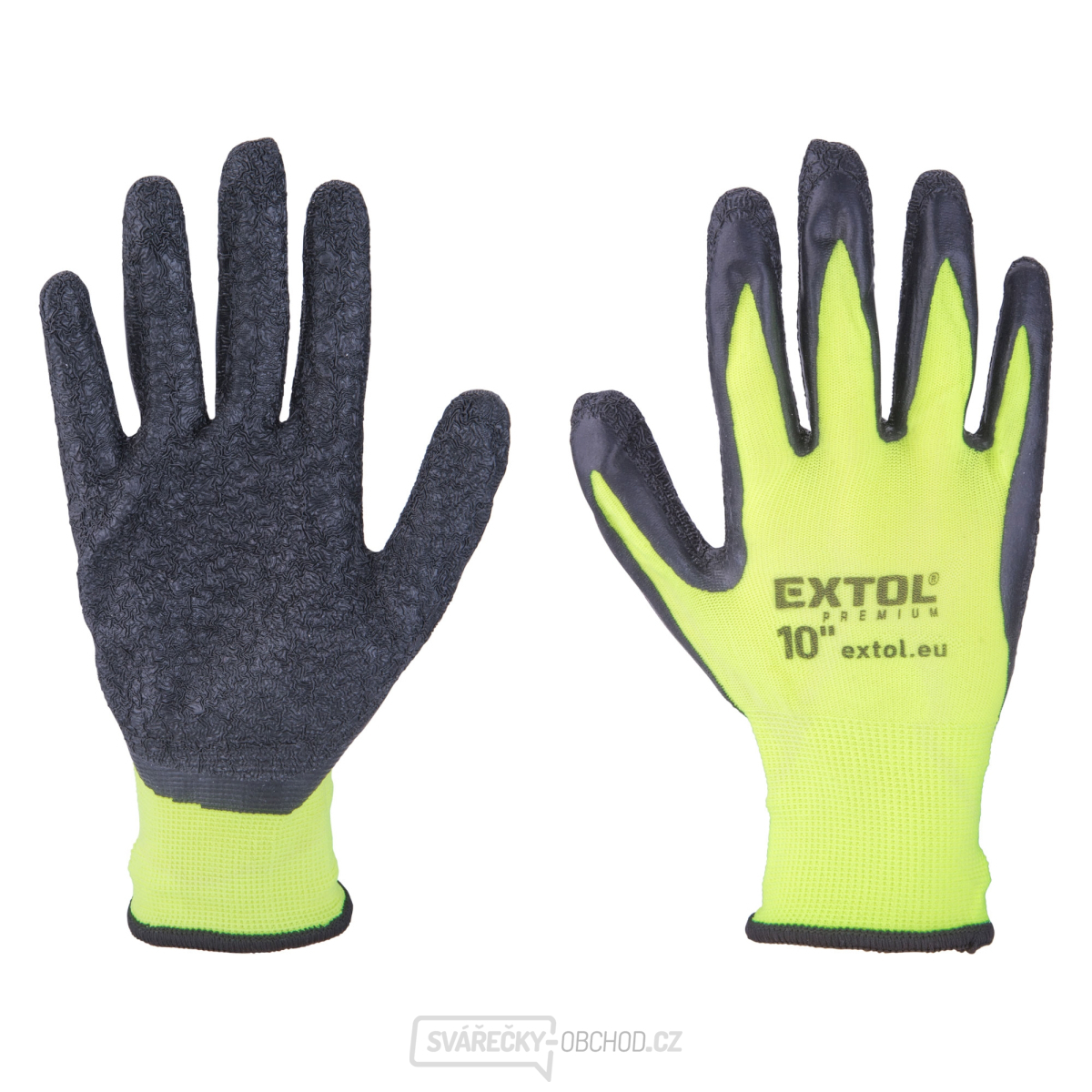 rukavice nylonové, bezešvé, polomáčené v latexu, velikost 10"