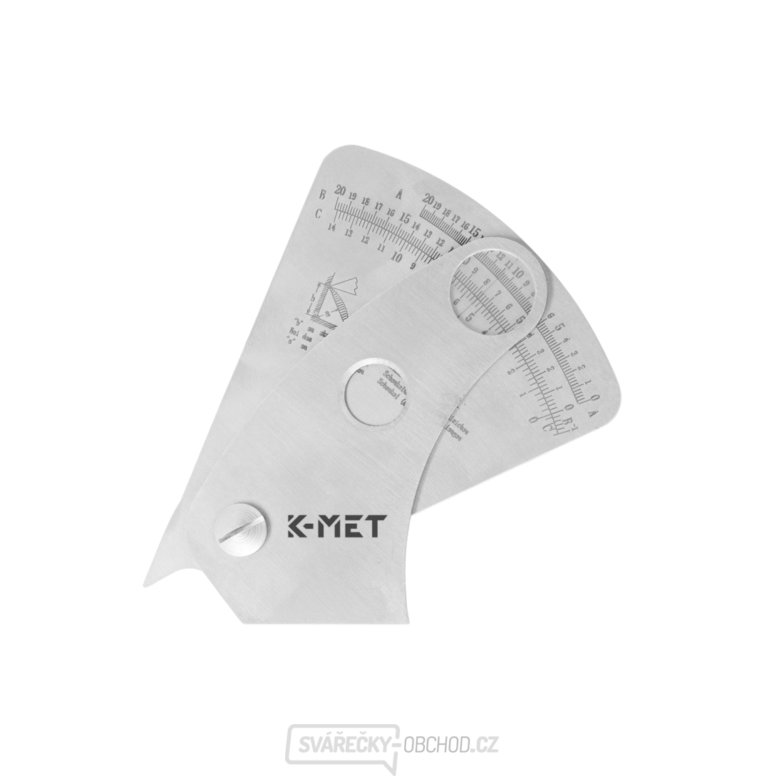 Měrka koutových svarů se zápornou stupnicí