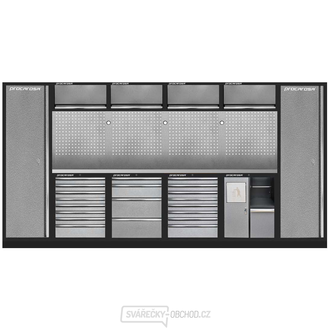 Sestava dílenského nábytku Procarosa PROFI L 8481A Pracovní deska: nerezová