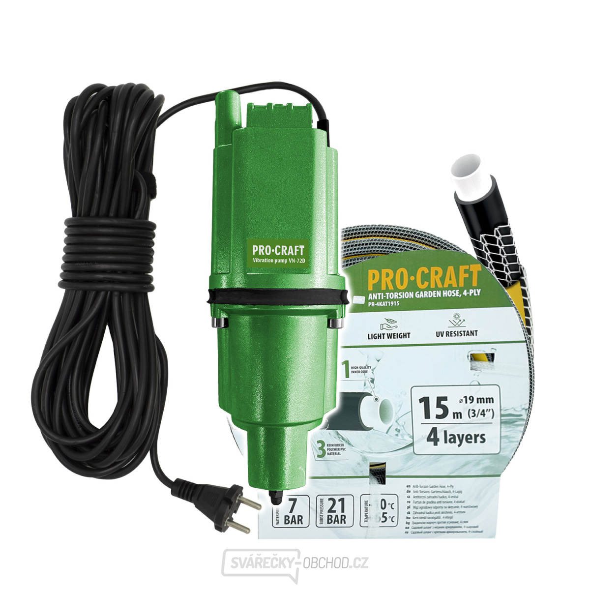 Vibrační čerpadlo Procraft VN-72D sada s hadicí 15m 3/4" PR-4KAT1915 | SVN-72D