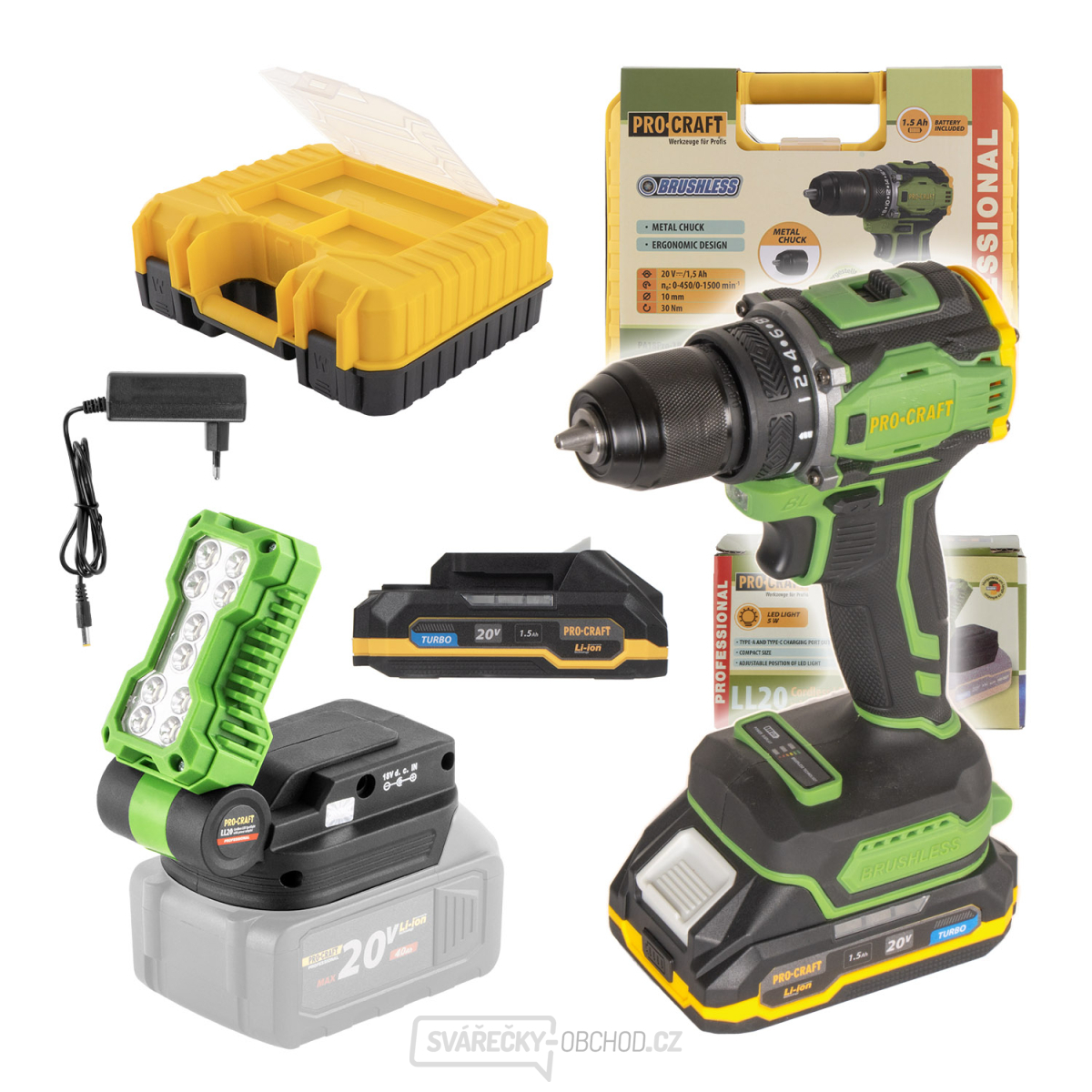 Aku šroubovák Procraft PA18Pro s LED reflektorem LL20bb | SPA18Pro/LL20