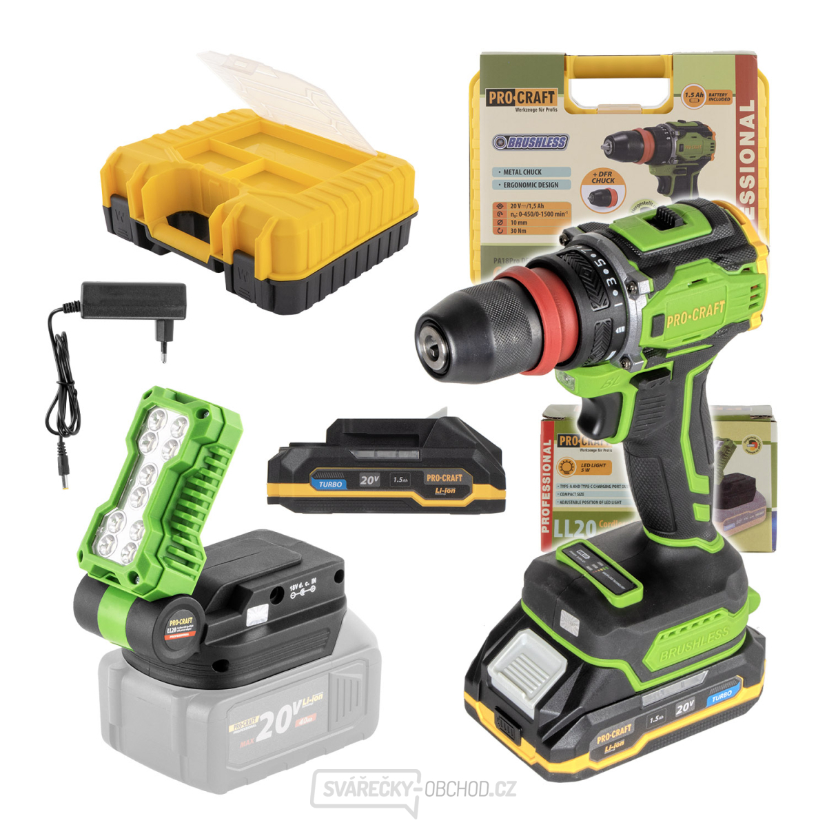 Aku šroubovák Procraft PA18Pro DFR s LED reflektorem LL20bb | SPA18ProDFR/LL20