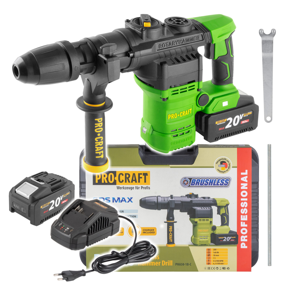 Levně Aku vrtací kladivo Procraft PHA50-1b-c SDS MAX | PHA50-1b-c PHA50-1b-c