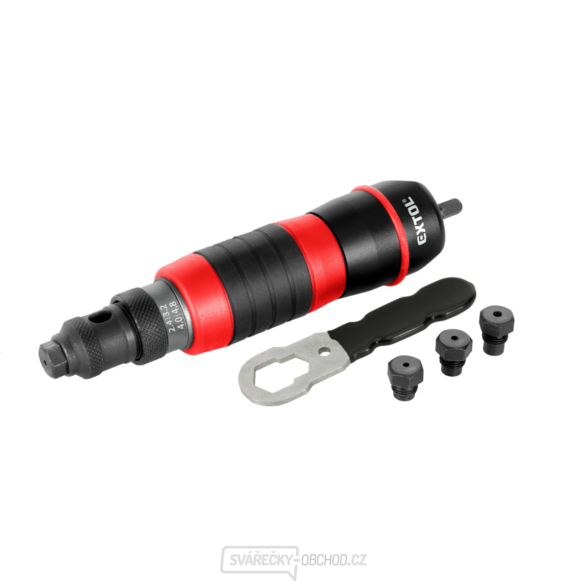 Nástavec nýtovací na vrtačku, pro trhací nýty 2,4-4,8mm, CrMo