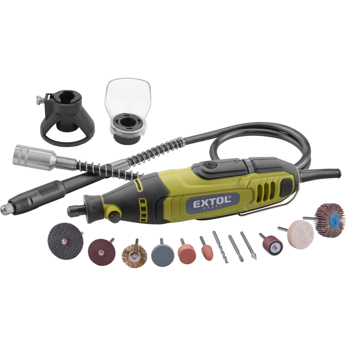 EXTOL CRAFT Bruska přímá s ohebným nástavcem, 210ks, 135W 404117