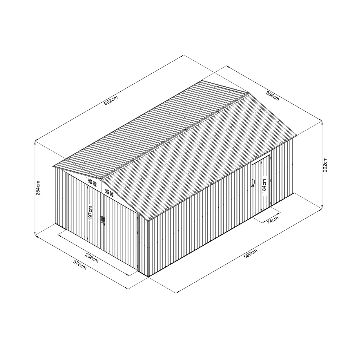 Riwall PRO RMCG 20x13 Anthracite kovová garáž 3,8 x 6 m se sedlovou střechou Antracit Náhled