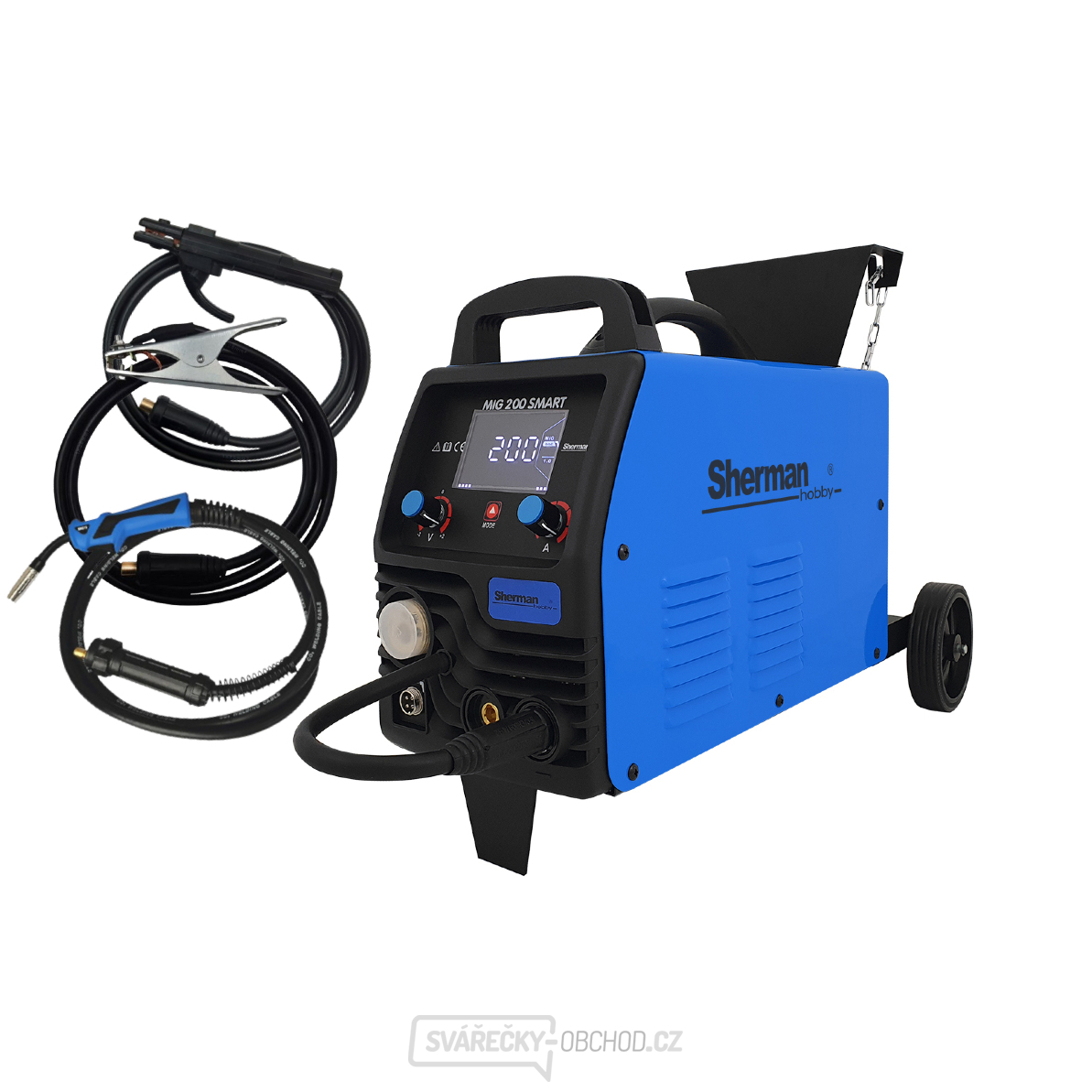 Invertorová svářečka MIG 200 SMART s kolečky a policí na válec
