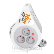 Solight prodlužovací přívod na bubnu 10m, 3 zásuvky, šedý kabel, 3x 1,5mm2 Náhled