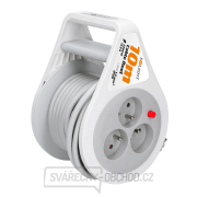 Solight prodlužovací přívod na bubnu 10m, 3 zásuvky, šedý kabel, 3x 1,5mm2 Solight prodlužovací přívod na bubnu 10m, 3 zásuvky, šedý kabel, 3x 1,5mm2 gallery main image