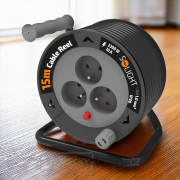 Solight prodlužovací přívod na bubnu 15m, 3 zásuvky, černý kabel, 3x 1,0mm2 Náhled