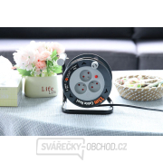 Solight prodlužovací přívod na bubnu 15m, 3 zásuvky, černý kabel, 3x 1,0mm2 náhled