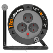 Solight prodlužovací přívod na bubnu 12m, 3 zásuvky, černý kabel, 3x 1,5mm2 Náhled