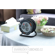 Solight prodlužovací přívod na bubnu 12m, 3 zásuvky, černý kabel, 3x 1,5mm2 náhled