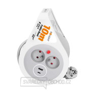 Solight prodlužovací přívod na bubnu 10m, USB A+C, 2 zásuvky, šedý kabel, 3x 1,0mm2 Náhled