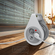 Solight prodlužovací přívod na bubnu 10m, USB A+C, 2 zásuvky, šedý kabel, 3x 1,0mm2 náhled