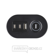 Solight 3z + USB A+C přenosné stolní zásuvky, 2m, černá, USB rychlonabíječka 20W PD náhled