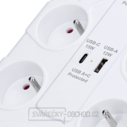 Solight přepěťová ochrana, 8z, USB A+C, 2m, bílá náhled
