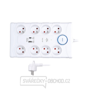 Solight přepěťová ochrana, 8z, USB A+C, 2m, bílá gallery main image