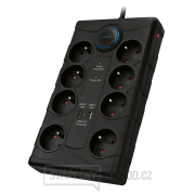 Solight přepěťová ochrana, 8z, USB A+CA, 2m, černá Náhled
