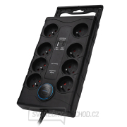 Solight přepěťová ochrana, 8z, USB A+CA, 2m, černá náhled