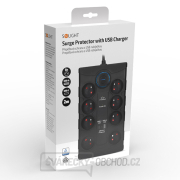 Solight přepěťová ochrana, 8z, USB A+CA, 2m, černá náhled