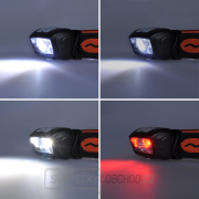 Solight LED čelová nabíjecí svítilna, 150 + 100lm, bílé a červené světlo, Li-Ion Náhled