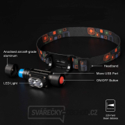Solight LED čelová nabíjecí svítilna, 650lm, Li-Ion náhled