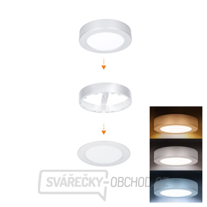 Solight LED mini panel koupelnový 2v1, 3CCT, podhledový/přisazený, 12W, 1020lm, IP54, stříbrná, kulatý gallery main image