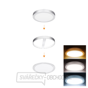 Solight LED mini panel koupelnový 2v1, 3CCT, podhledový/přisazený, 18W, 1530lm, IP54, stříbrná, kulatý gallery main image