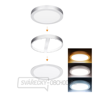 Solight LED mini panel koupelnový 2v1, 3CCT, podhledový/přisazený, 24W, 2040lm, IP54, stříbrná, kulatý gallery main image