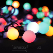 Solight LED 2v1 venkovní vánoční řetěz, koule, dálkový ovladač, 100LED, RGB+bílá, 10m+5m, 8 funkcí, IP44 Náhled