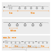 Solight LED venkovní řetěz s žárovkami, 25 žárovek, 15m+5m, 750lm, teplá bílá náhled